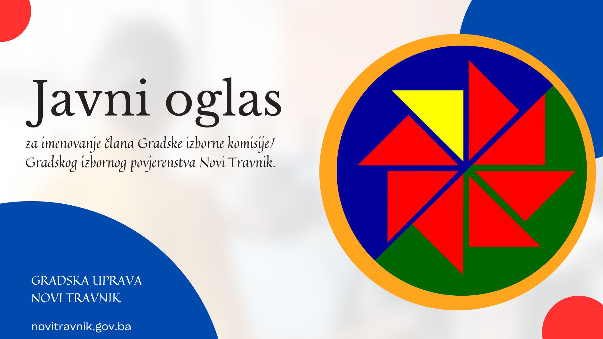 Javni oglas za imenovanje člana GIK/GIP-a Novi Travnik