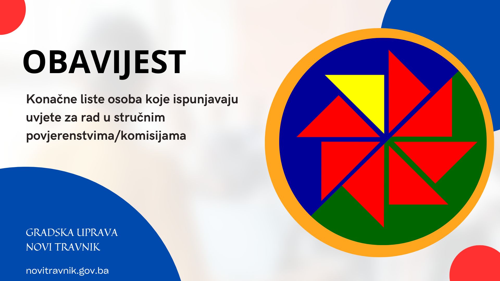 Konačne liste osoba koje ispunjavaju uvjete za rad u stručnim povjerenstvima