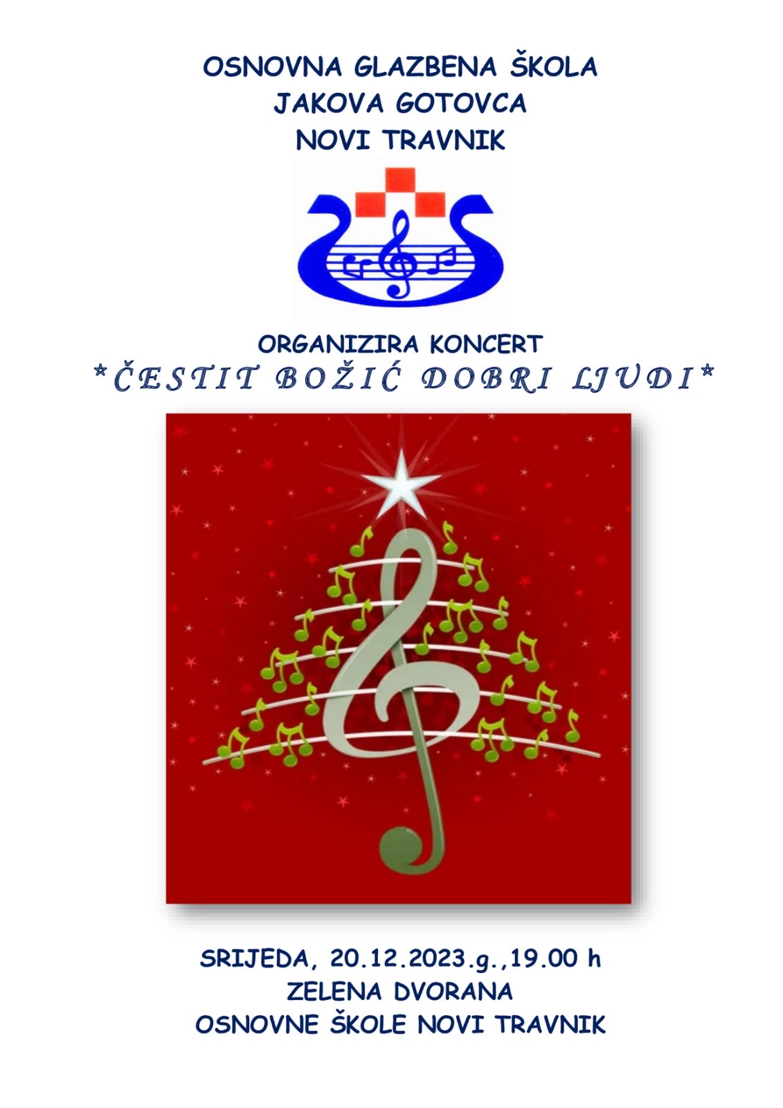 Božićni koncert Osnovne glazbene škole Jakova Gotovca Novi Travnik